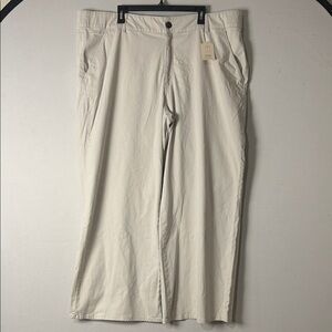 St John's Bay Women's Wide Leg Beige Trouser Pants Plus Size 24 W Button Zip